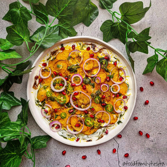 Recipe - Masala Potatoes with Green Chutney and Tamarind Yogurt