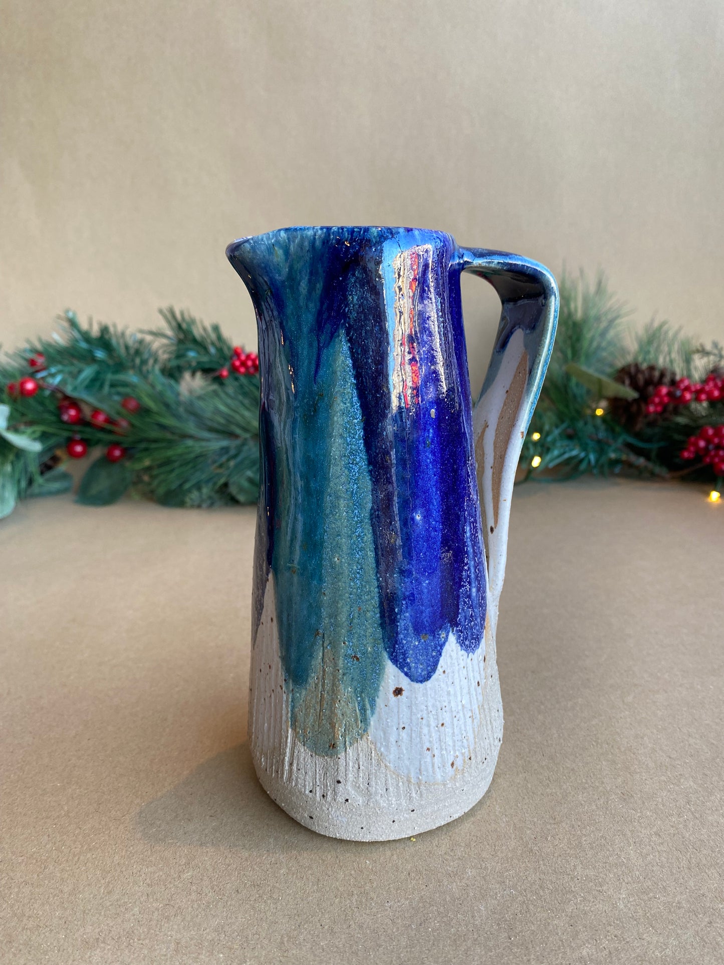 Pouring Jug - Blue Drip with Handle